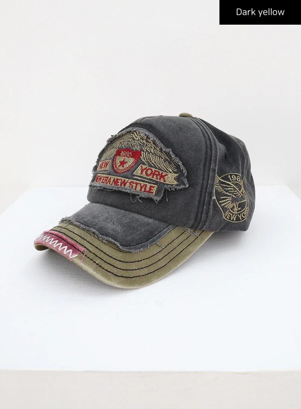 美式 復古 破壞 不收邊 刺繡 老帽 / 4色 - WHATEVER