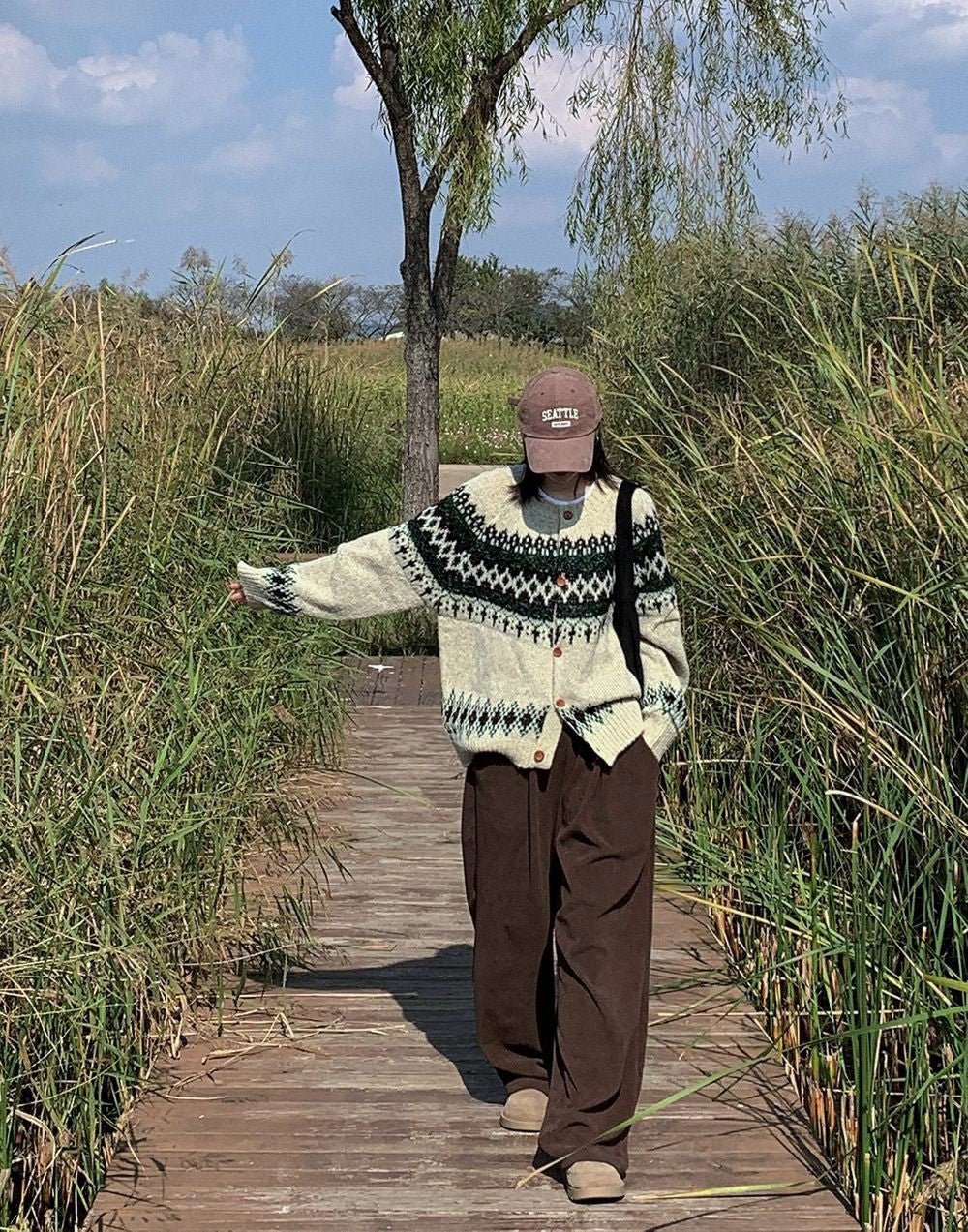 華夫格 針褶 寬鬆 針織 長褲 / 5色 - WHATEVER