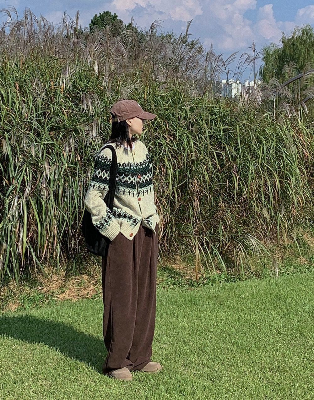 華夫格 針褶 寬鬆 針織 長褲 / 5色 - WHATEVER