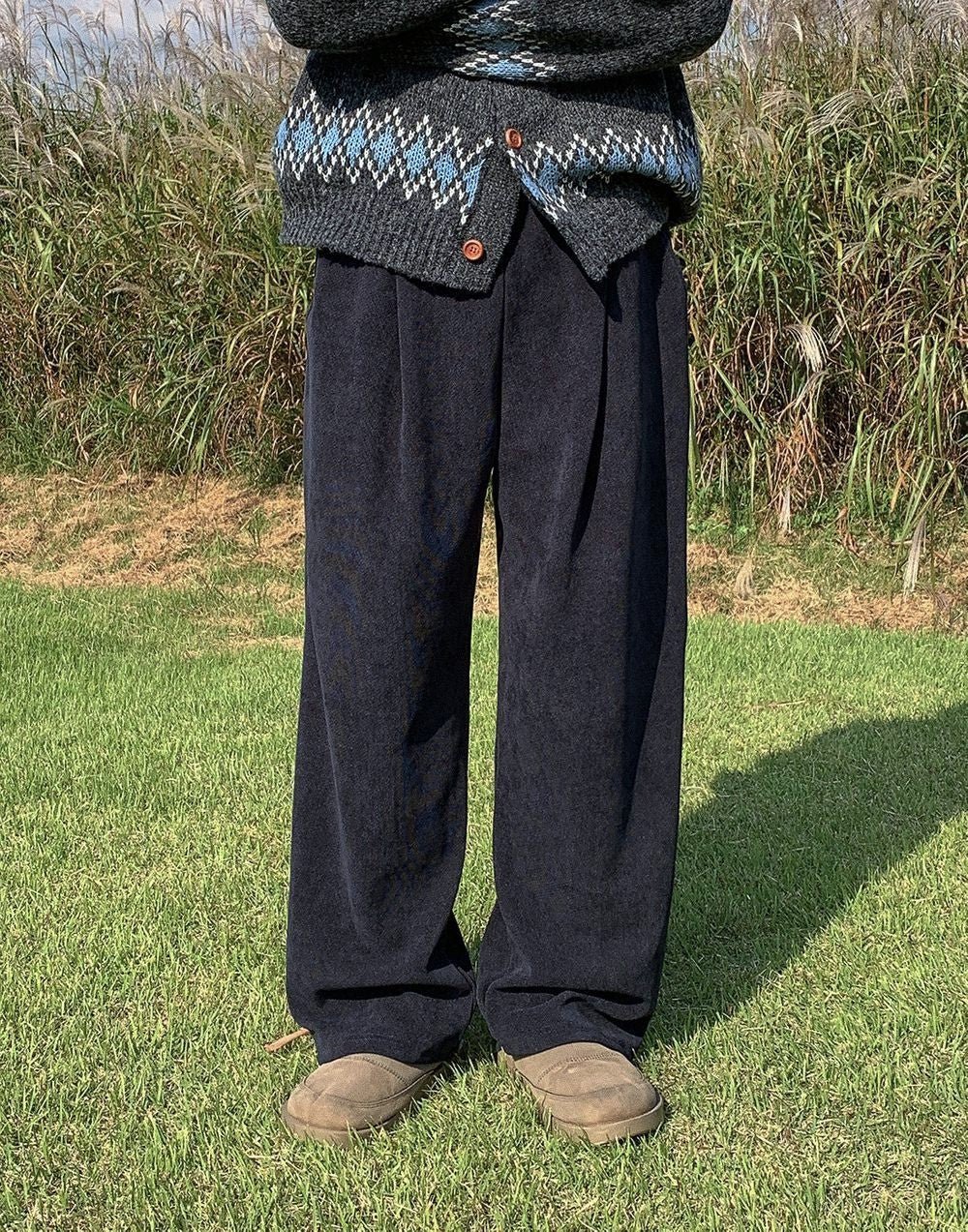 華夫格 針褶 寬鬆 針織 長褲 / 5色 - WHATEVER