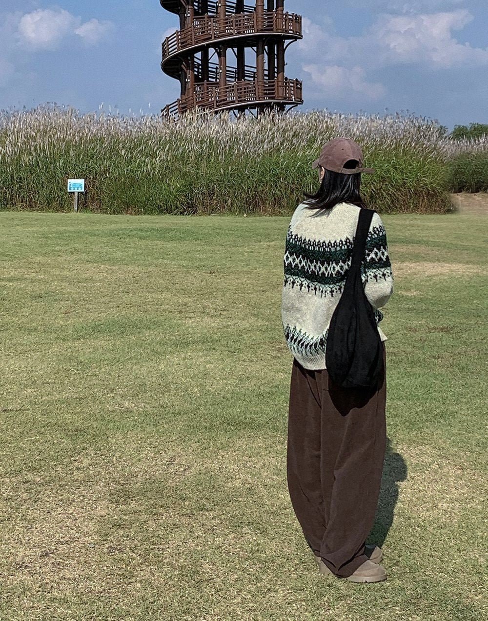 華夫格 針褶 寬鬆 針織 長褲 / 5色 - WHATEVER