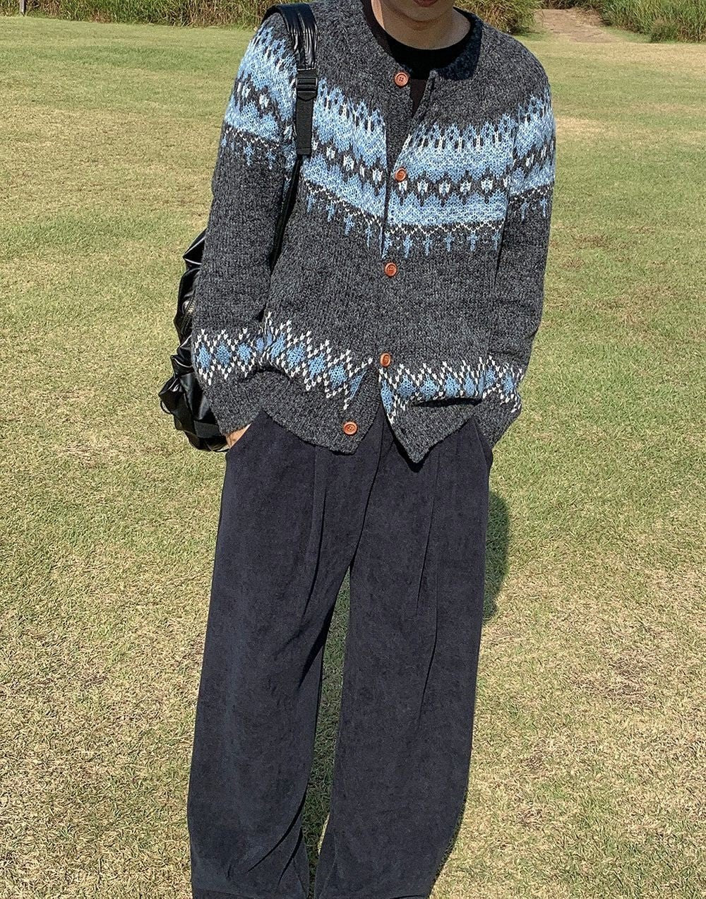 華夫格 針褶 寬鬆 針織 長褲 / 5色 - WHATEVER