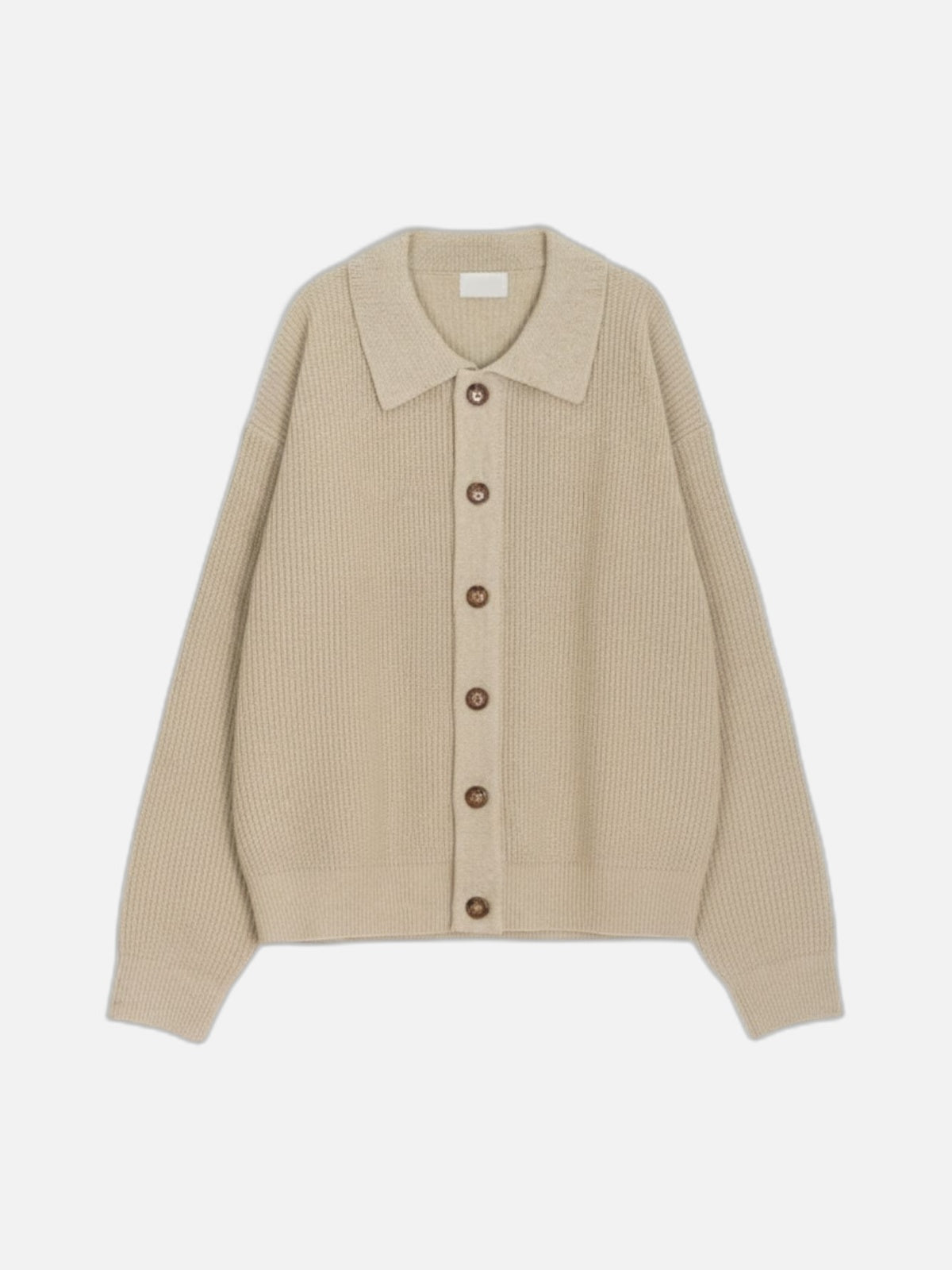 寬鬆 翻領 珍珠釦 針織 開襟衫 / 6色 - WHATEVER