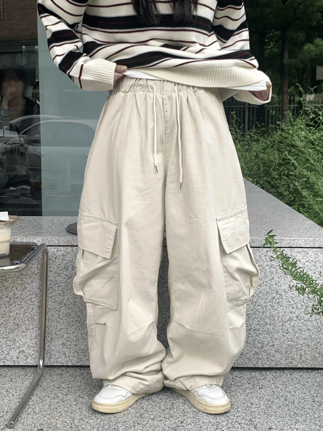 側口袋 抽繩 工裝 寬鬆 長褲 / 6色 - WHATEVER