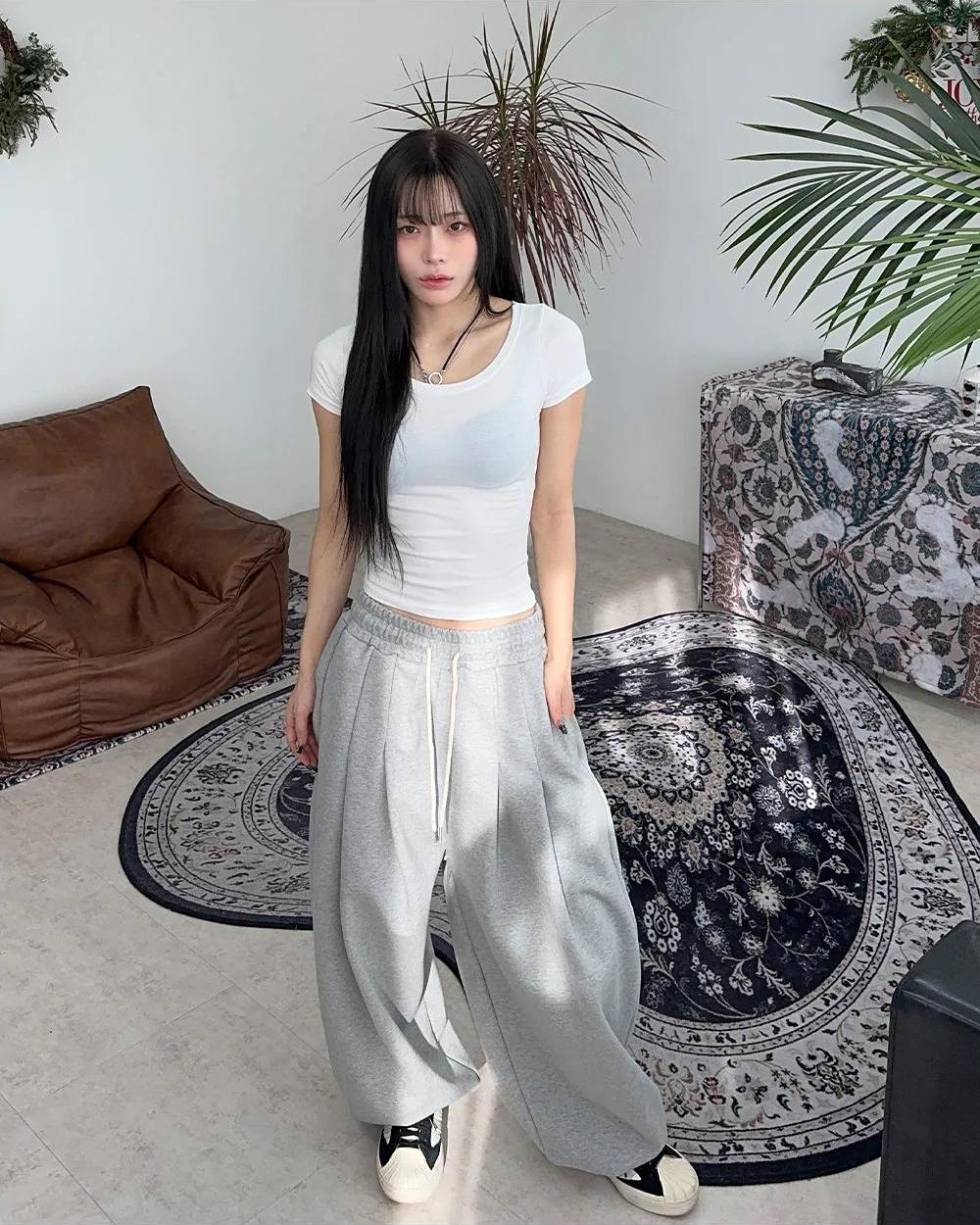 立體剪裁 雙褶 氣球 抽繩 棉褲 / 6色 - WHATEVER STUDIO