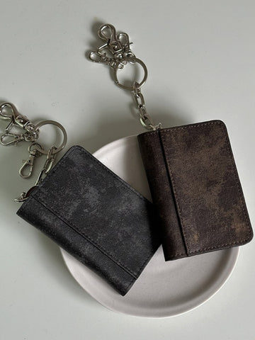 復古 皮革 鑰匙圈 吊飾 卡夾 / 2色