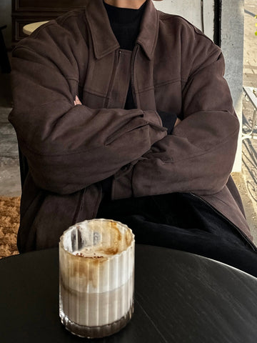 復古 簡約 麂皮 羽絨 教練外套 / 3色