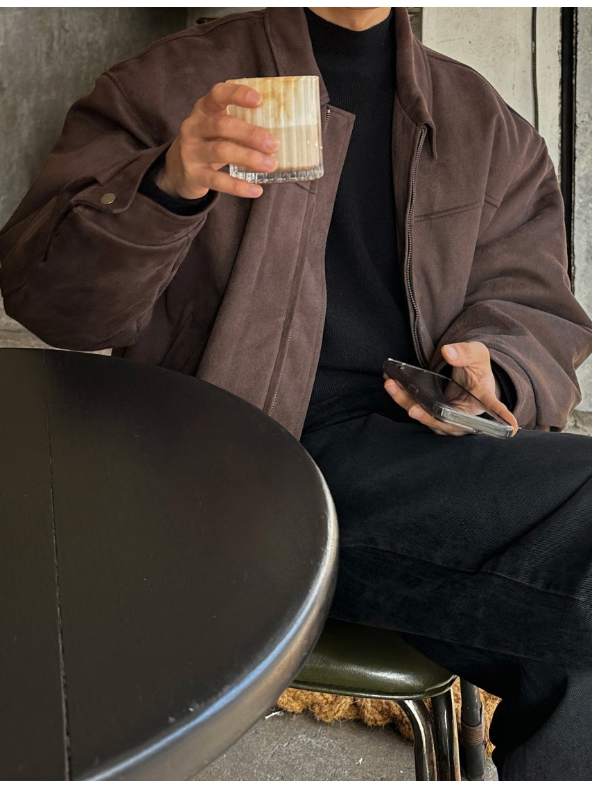 復古 簡約 麂皮 羽絨 教練外套 / 3色