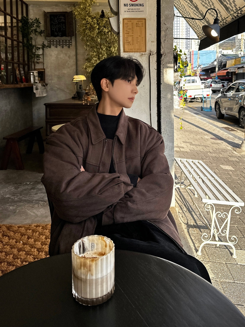 復古 簡約 麂皮 羽絨 教練外套 / 3色