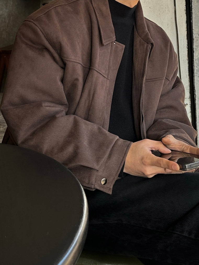 復古 簡約 麂皮 羽絨 教練外套 / 3色