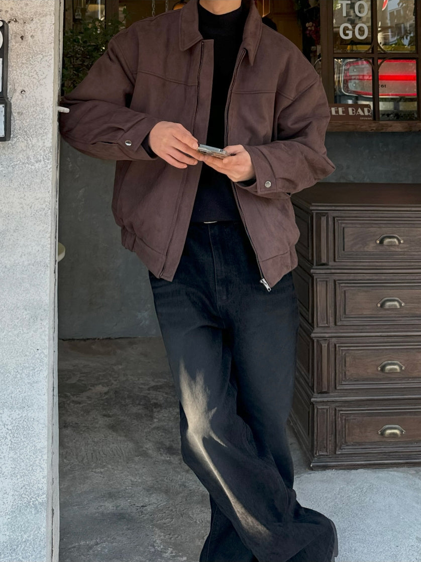 復古 簡約 麂皮 羽絨 教練外套 / 3色