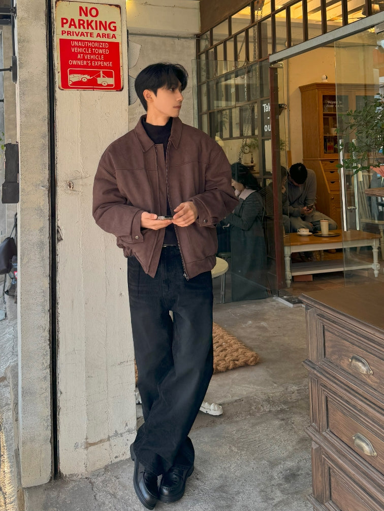 復古 簡約 麂皮 羽絨 教練外套 / 3色