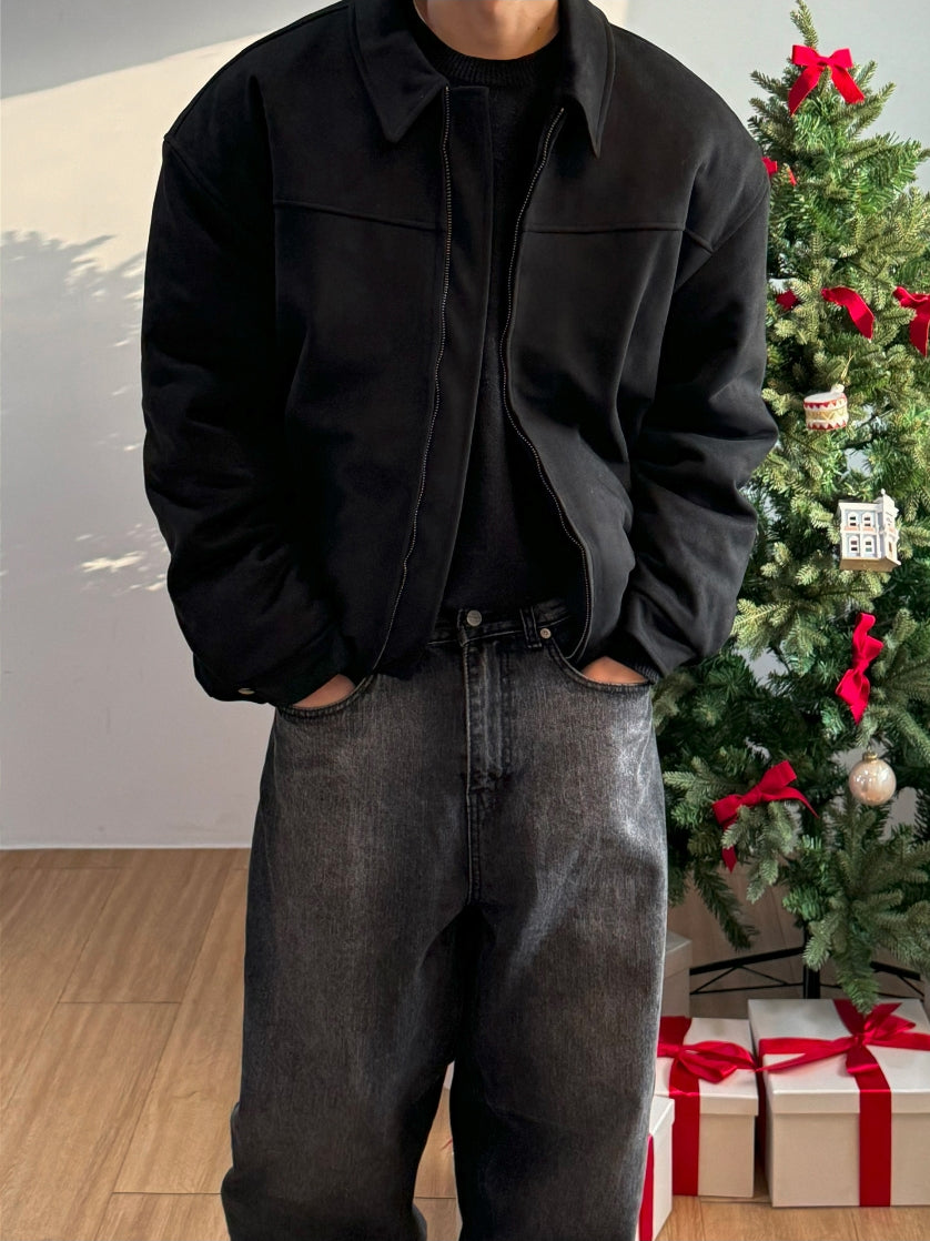 復古 簡約 麂皮 羽絨 教練外套 / 3色