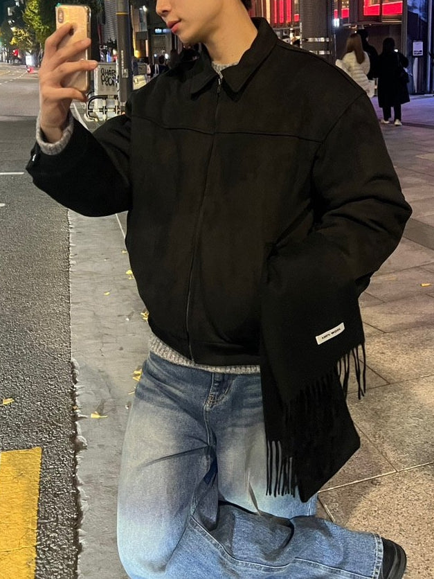 復古 簡約 麂皮 羽絨 教練外套 / 3色