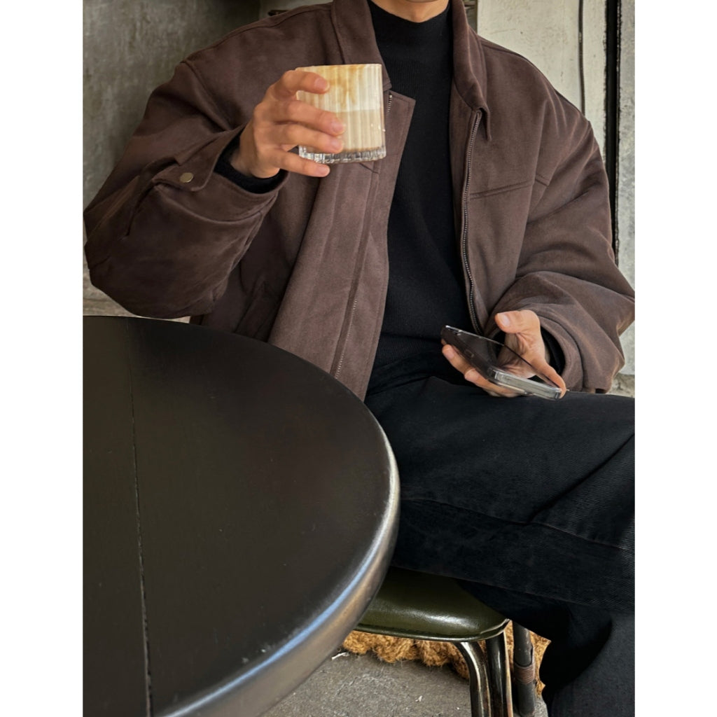 復古 簡約 麂皮 羽絨 教練外套 / 3色