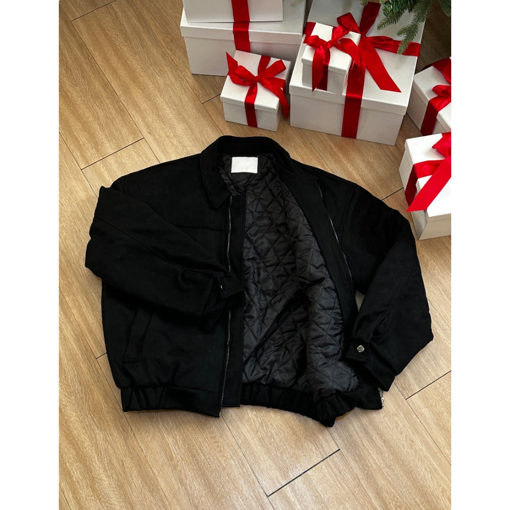 復古 簡約 麂皮 羽絨 教練外套 / 3色