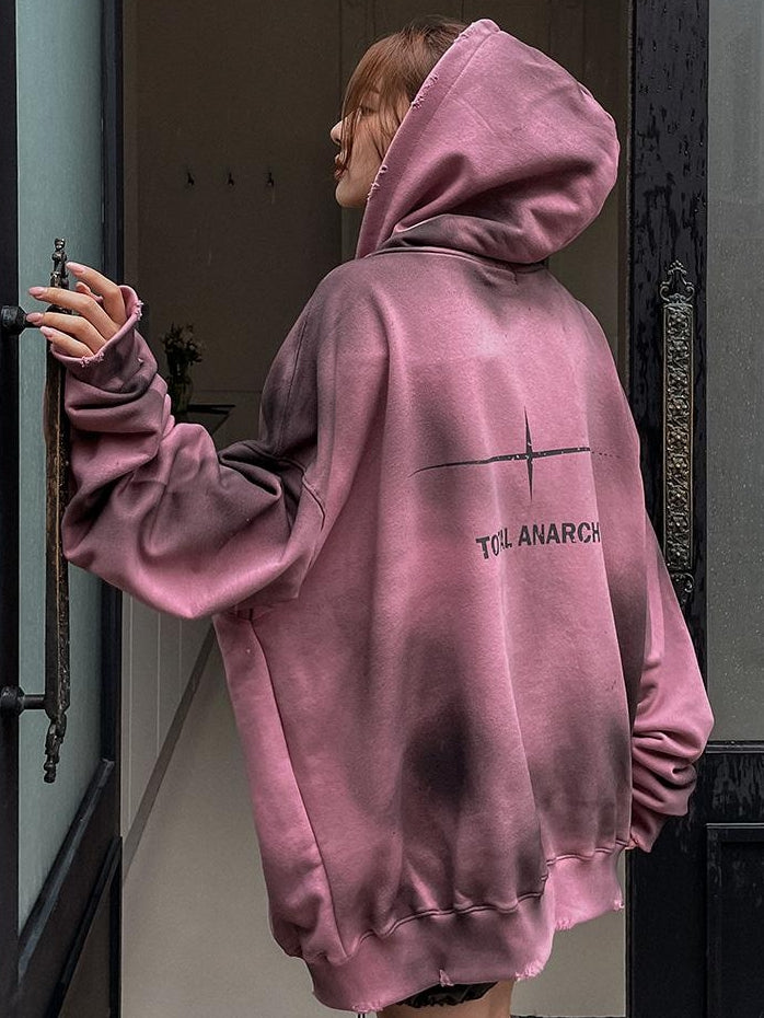 Dirty Fit 紮染 不修邊 雙拉鍊 y2k 連帽 外套 / 2色