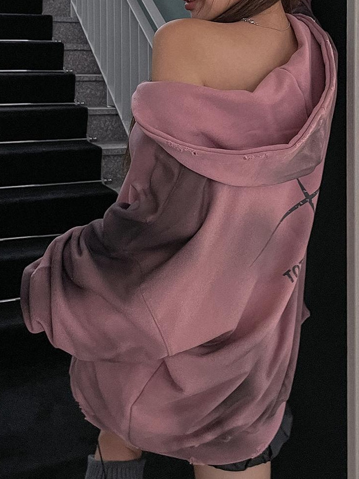 Dirty Fit 紮染 不修邊 雙拉鍊 y2k 連帽 外套 / 2色