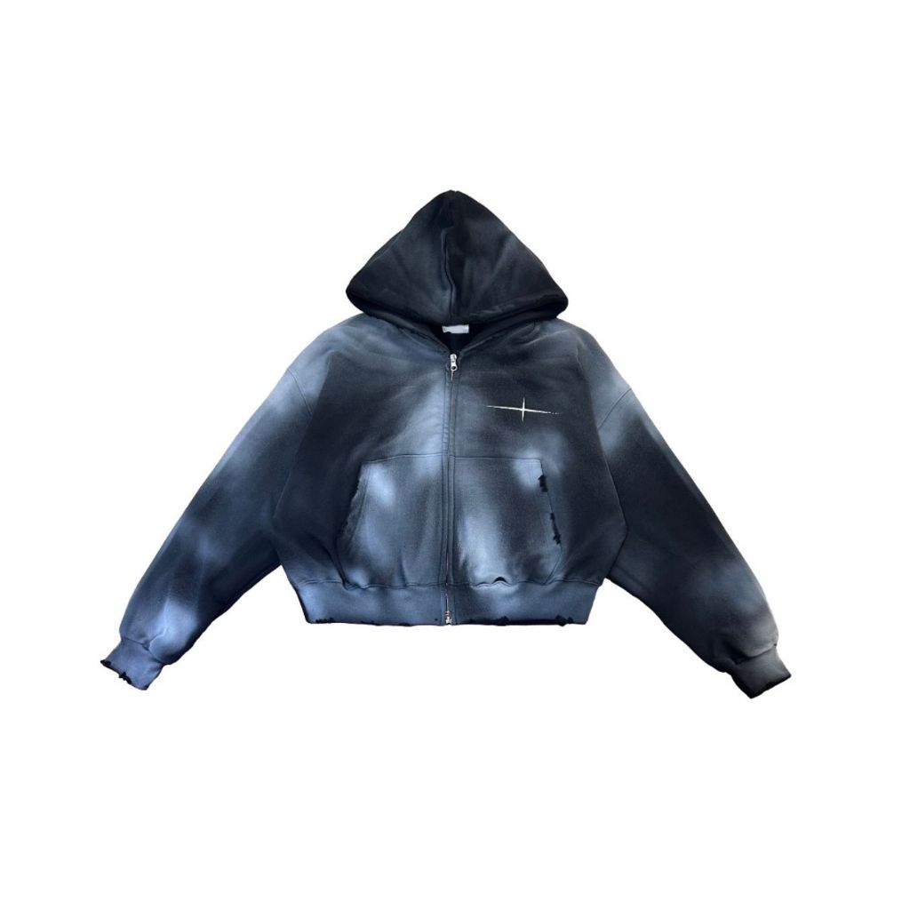 Dirty Fit 紮染 不修邊 雙拉鍊 y2k 連帽 外套 / 2色