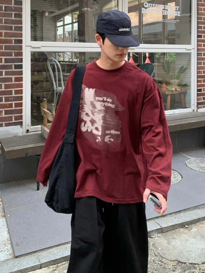 ON TIME 殘影 印花 長袖 T恤 / 4色【部分現貨】