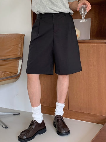 簡約 俐落 百慕達 半鬆緊 西裝 短褲 / 2色【部分現貨】