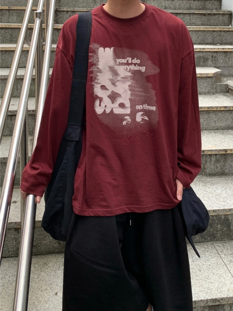 ON TIME 殘影 印花 長袖 T恤 / 4色【部分現貨】