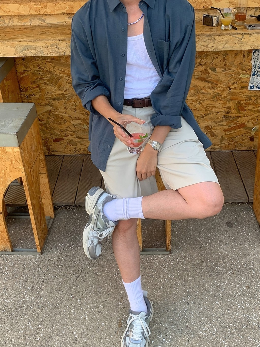 簡約 俐落 百慕達 半鬆緊 西裝 短褲 / 2色【部分現貨】