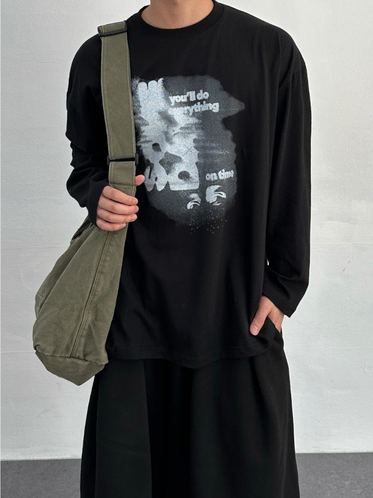 ON TIME 殘影 印花 長袖 T恤 / 4色【部分現貨】