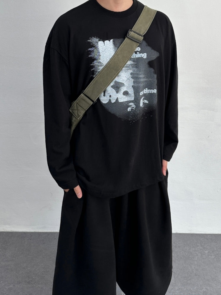 ON TIME 殘影 印花 長袖 T恤 / 4色【部分現貨】