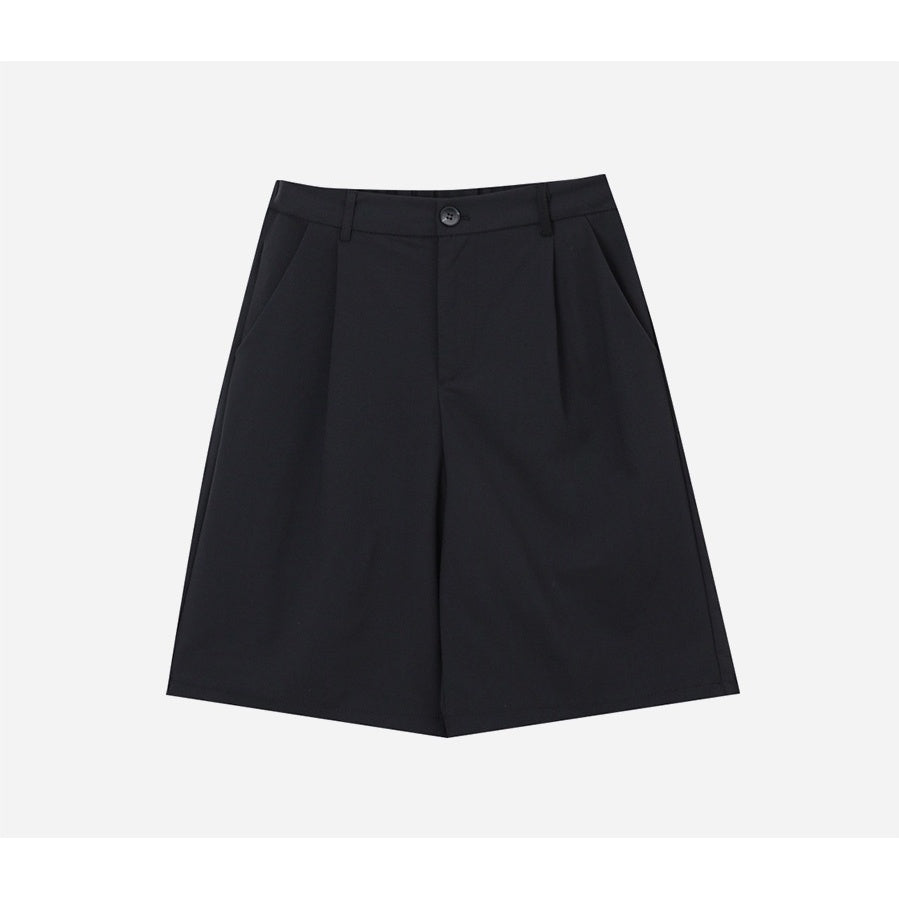 簡約 俐落 百慕達 半鬆緊 西裝 短褲 / 2色【部分現貨】