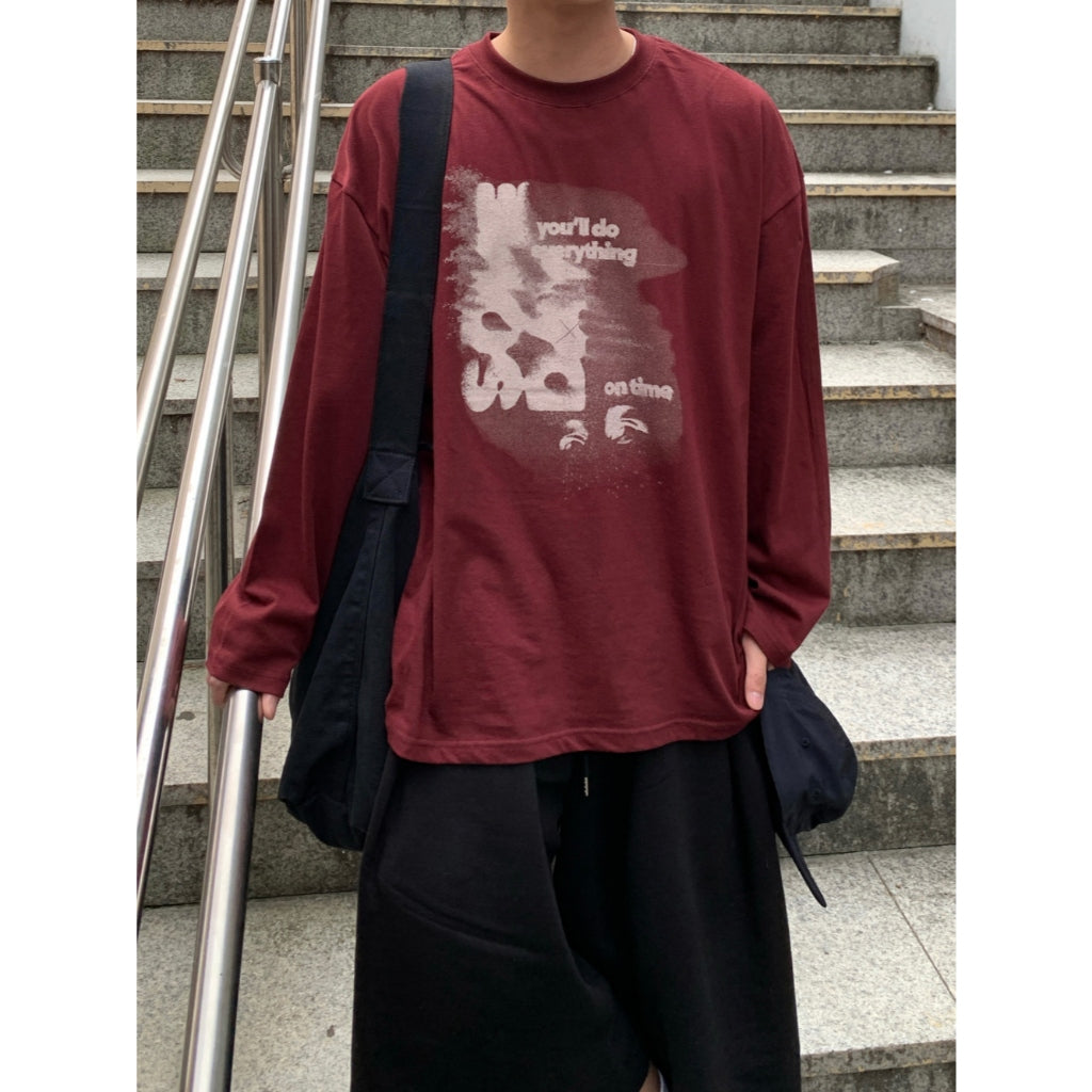 ON TIME 殘影 印花 長袖 T恤 / 4色【部分現貨】