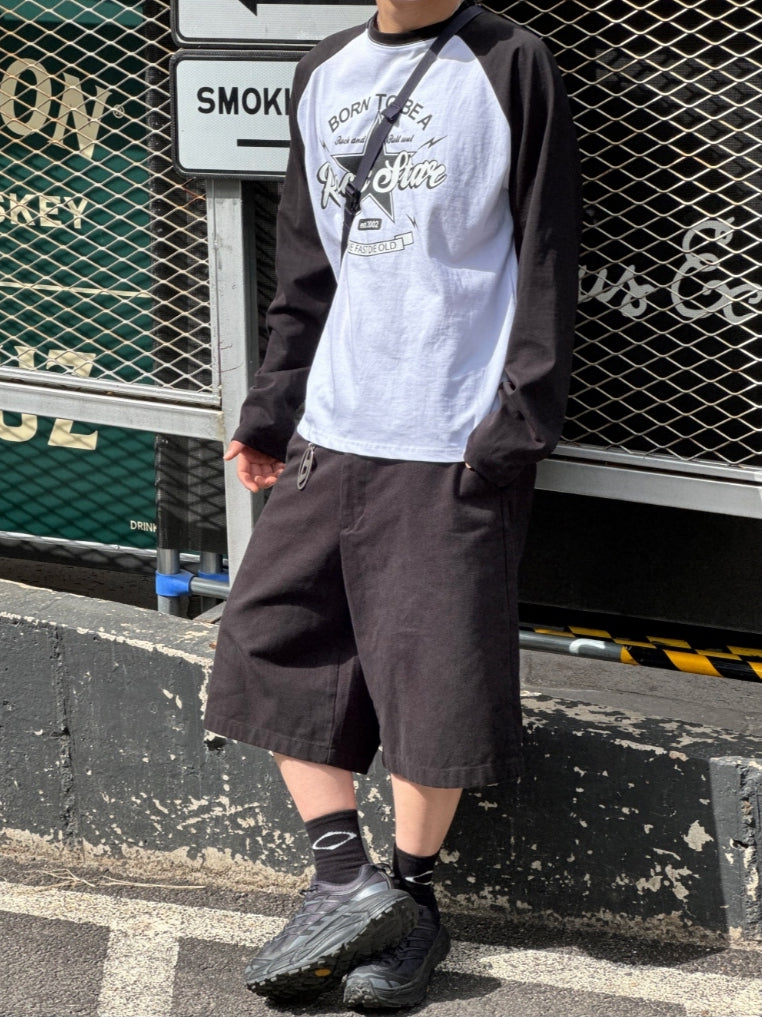 簡約 百搭 電繡 小標 百慕達 短褲 / 4色【部分現貨】