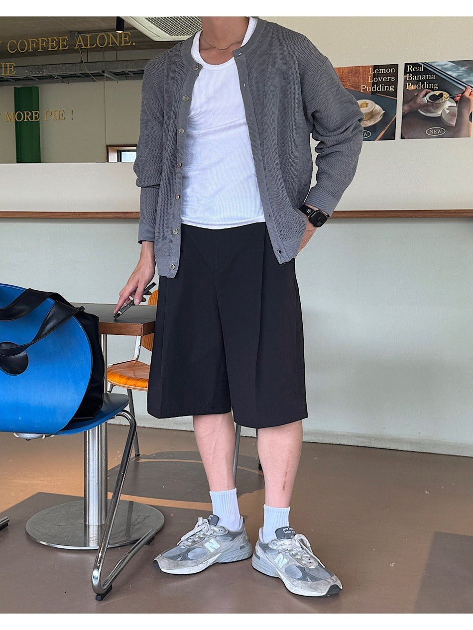 簡約 網眼 透氣 亨利領 開襟衫 外套 / 4色【部分現貨】