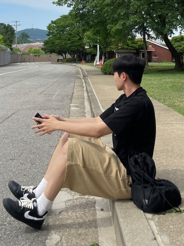 簡約 百搭 電繡 小標 百慕達 短褲 / 4色【部分現貨】