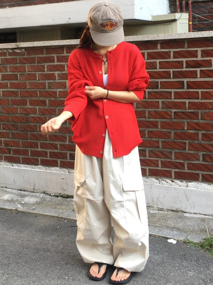 簡約 網眼 透氣 亨利領 開襟衫 外套 / 4色【部分現貨】