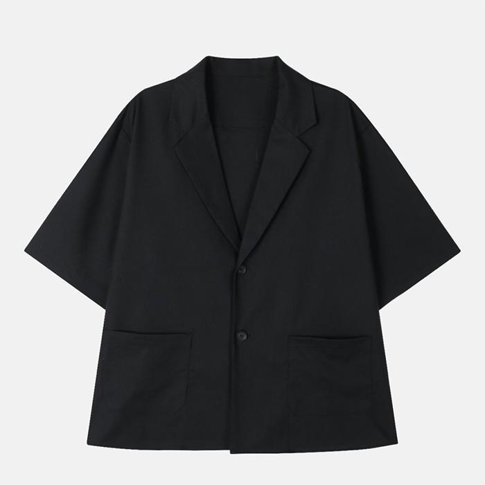 涼感 亞麻 輕正裝 五分袖 西裝外套 / 2色【部分現貨】