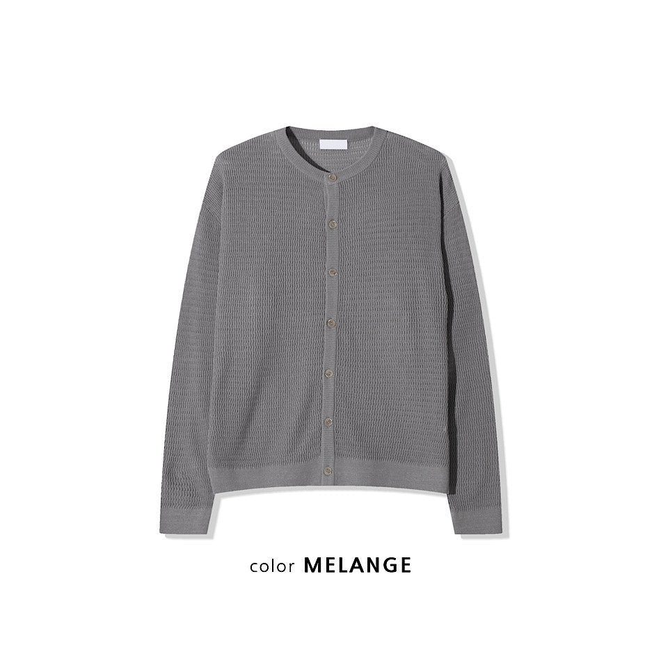 簡約 網眼 透氣 亨利領 開襟衫 外套 / 4色【部分現貨】