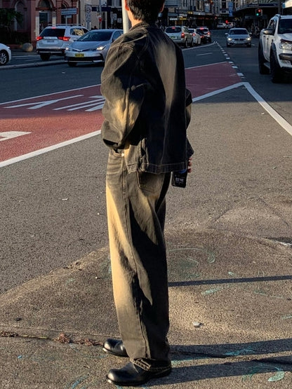 復古 水洗 寬鬆 顯高 直筒 牛仔褲 / 3色【部分現貨】