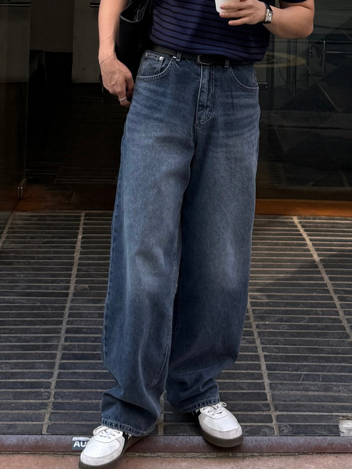 復古 水洗 寬鬆 顯高 直筒 牛仔褲 / 3色【部分現貨】