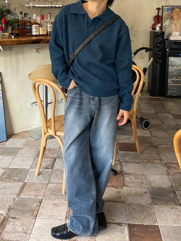 復古 水洗 寬鬆 顯高 直筒 牛仔褲 / 3色【部分現貨】