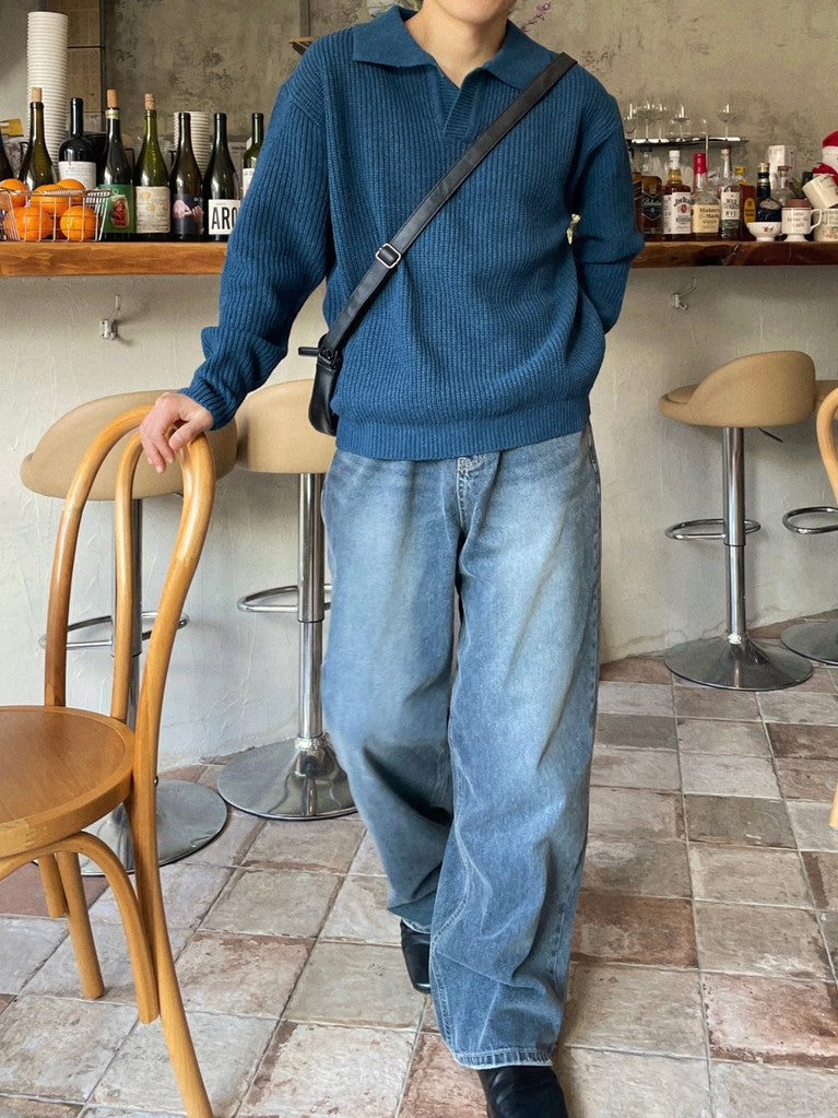 復古 水洗 寬鬆 顯高 直筒 牛仔褲 / 3色【部分現貨】