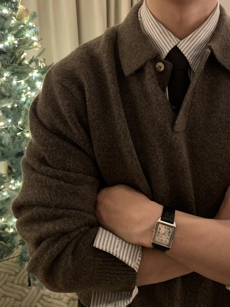 簡約 仿羊絨 翻領 三扣 Polo 針織衫  / 9色【部分現貨】