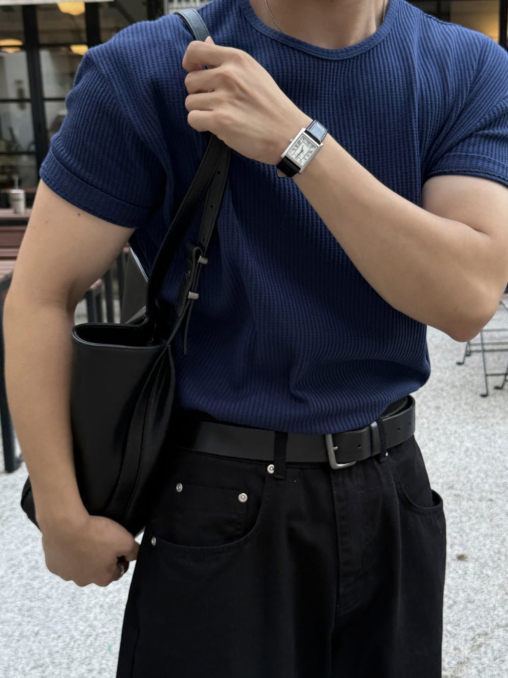 華夫格 短版 合身 上衣 / 7色 - WHATEVER