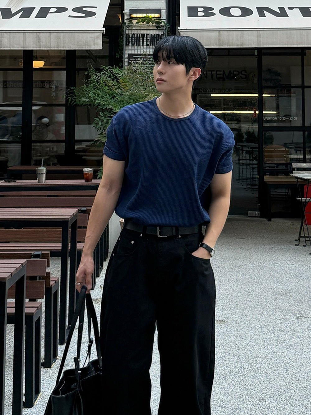 華夫格 短版 合身 上衣 / 7色 - WHATEVER