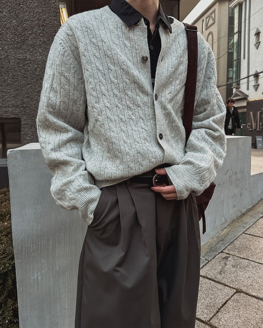 經典 層次 麻花 針織 圓領 開襟衫 / 7色 - WHATEVER