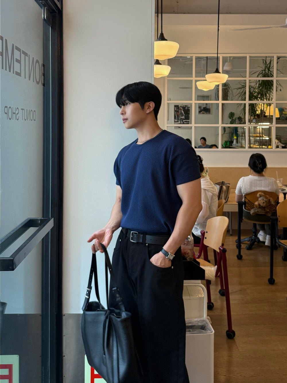 華夫格 短版 合身 上衣 / 7色 - WHATEVER