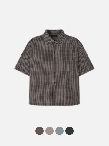 Boxy 短版 格紋 半袖 寬鬆 襯衫 / 4色 - WHATEVER STUDIO