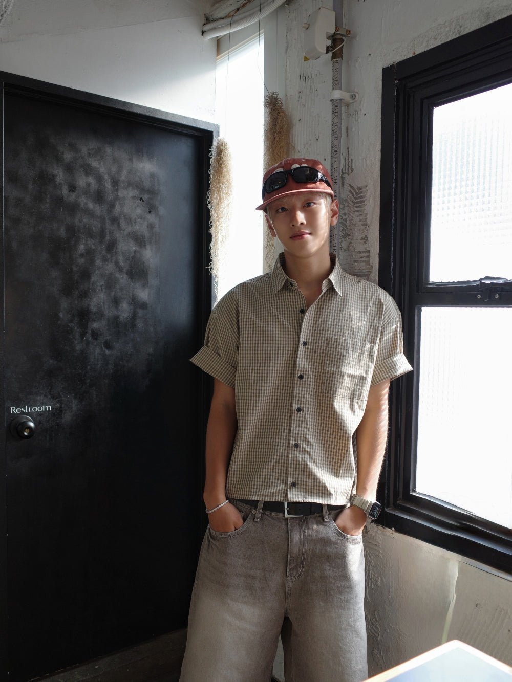 Boxy 短版 格紋 半袖 寬鬆 襯衫 / 4色 - WHATEVER STUDIO