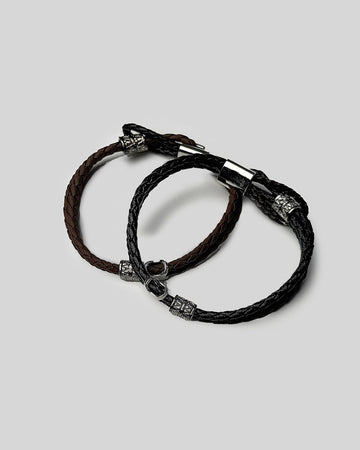 Braided Leather Loop Bracelet / 2色 - WHATEVER