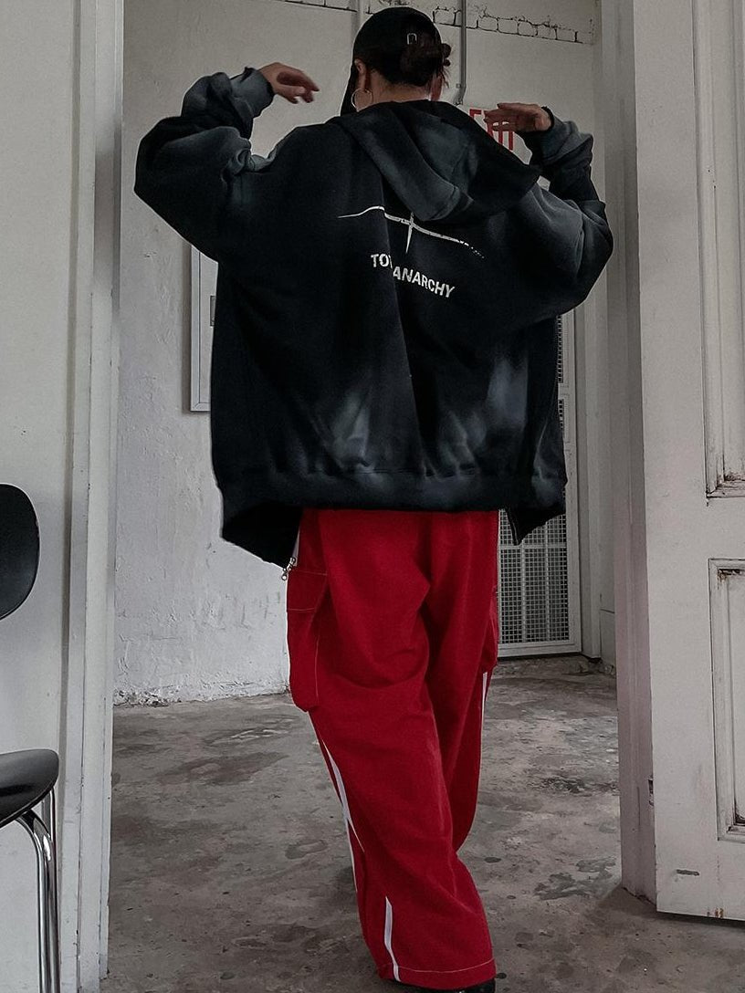Dirty Fit 紮染 不修邊 雙拉鍊 y2k 連帽 外套 / 2色【部分現貨】 - WHATEVER
